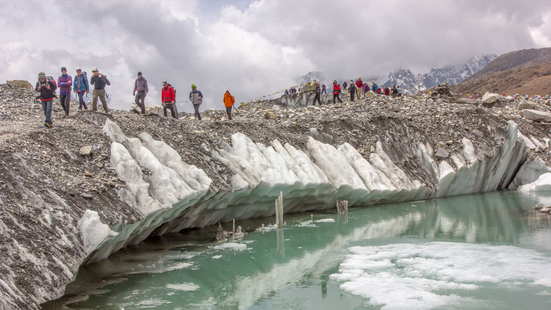 Trekkers in Khumbu Glacier, Everest Base Camp